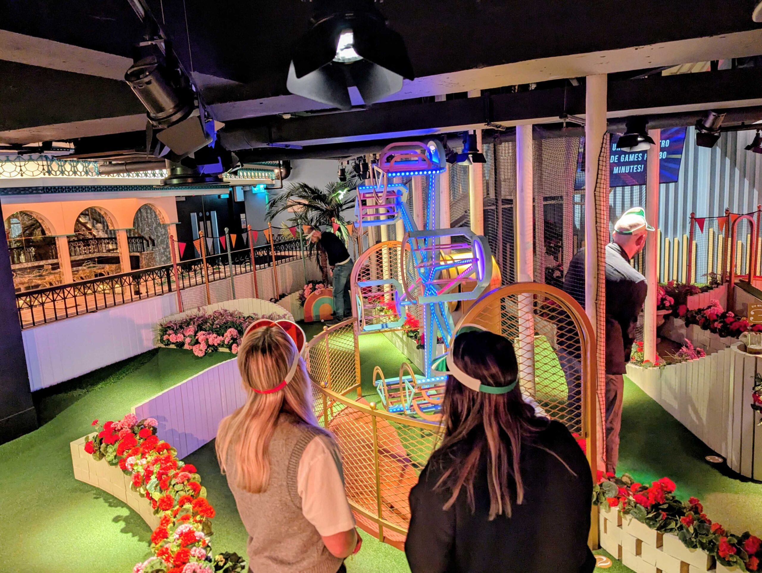 Team playing crazy golf